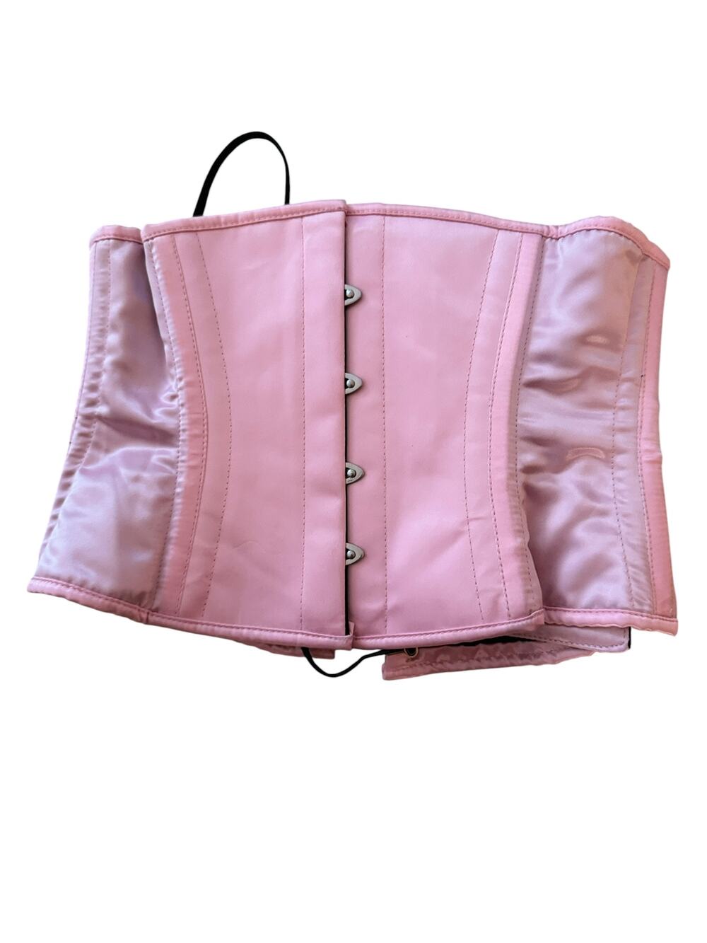 Corset Pink Satin Underbust Waist Cincher Boned Lace Up Size 28 Orchard Corset